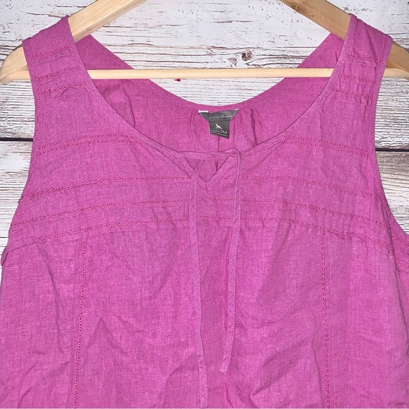 Eddie Bauer Viscose Linen Sleeveless Bubblegum Top Blouse Medium Tall - Picture 2 of 5
